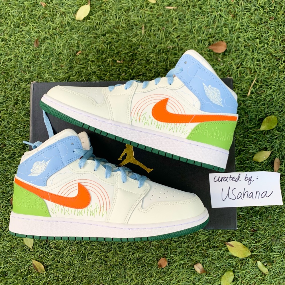 Nike Air Jordan 1 mid GS earth shoes - Picture 2 of 4